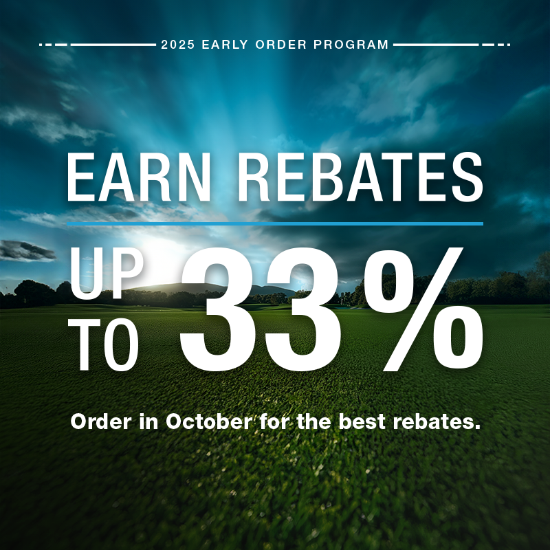 BASFTurf_us's tweet photo. Build a strong foundation for your course and earn rebates up to 33% when you order in October. Start simple, plan smart, and save big with the 2025 BASF Early Order Program.