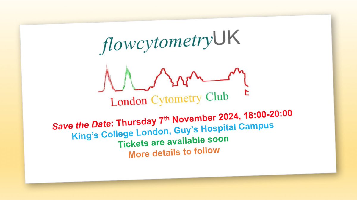 Save the date: The next London Cytometry Club meeting in Thursday 7th November 2024 at KCL, Guy's Campus. More details to follow.