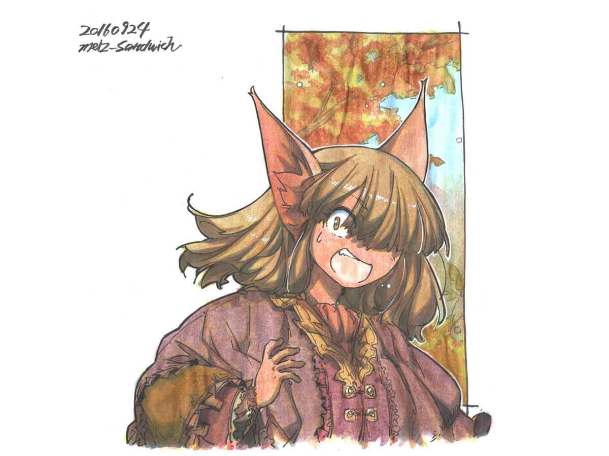【2016年の今頃】まだクロッキー帳に描いていました。長い時間が経ちました。
#水彩 #原画 #狐娘 