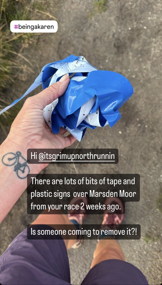 nuddypants's tweet image. I spent a good chunk of this mornings run removing tape/race signs from the Pennine Way. 😕

These were left by a race company 2 weeks ago. 

I emailed them on Tues, tagged them on Insta and someone posted my screenshot onto their FB page. 
No reply.

The post was removed…
1/2