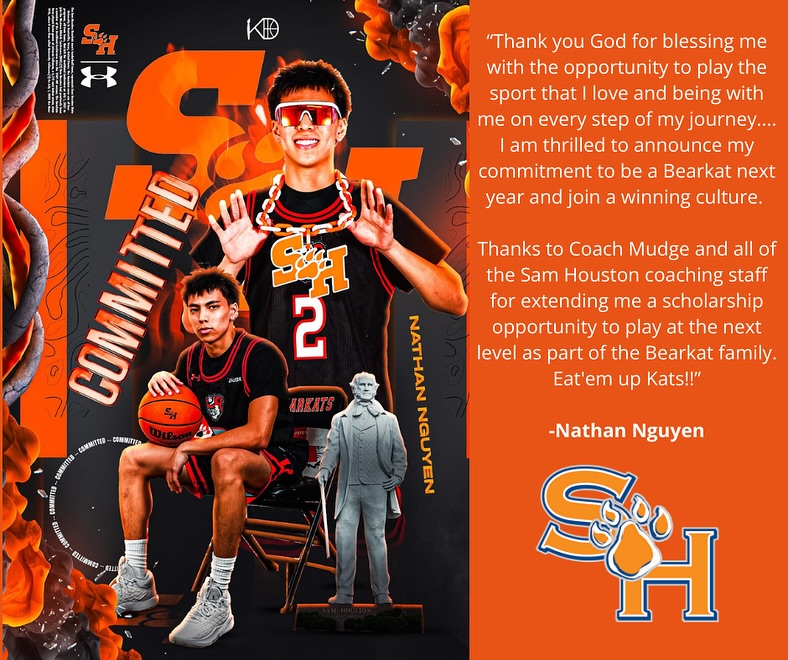 STE_Houston's tweet photo. We are thrilled to announce that Senior basketball player, Nathan Nguyen, has officially committed to play @SamHoustonState! 🏀
His hard work and passion for the game have earned him this incredible opportunity. We can’t wait to see him excel as a Bearkat! @SamHoustonST https://t.co/VT9MDe9qqX