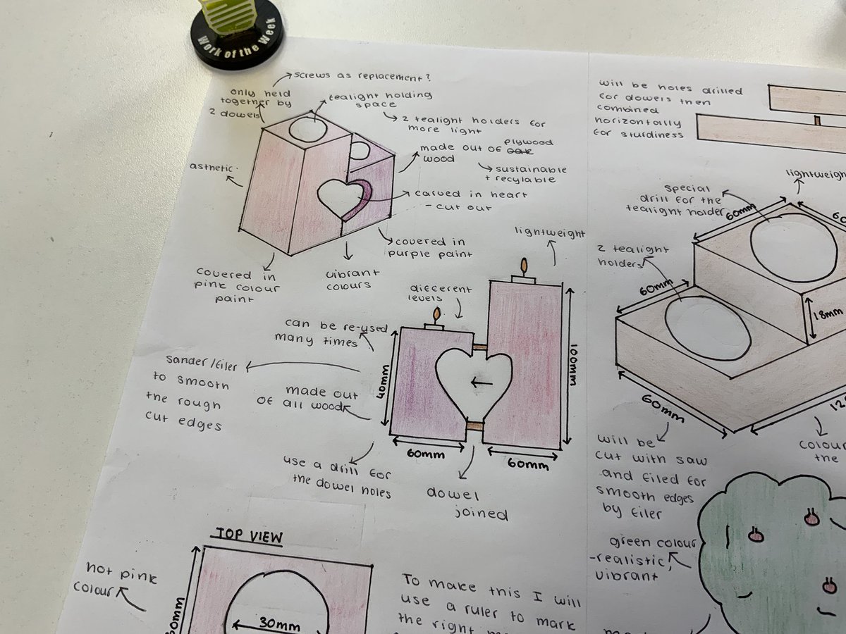 DT_NULS's tweet image. A tough week for work of the week as the standard was so high! Amna’s concepts sketch for her tea light holder design are an excellent example of effective design communication. Well done Amna! #Workoftheweek #WeareNULS