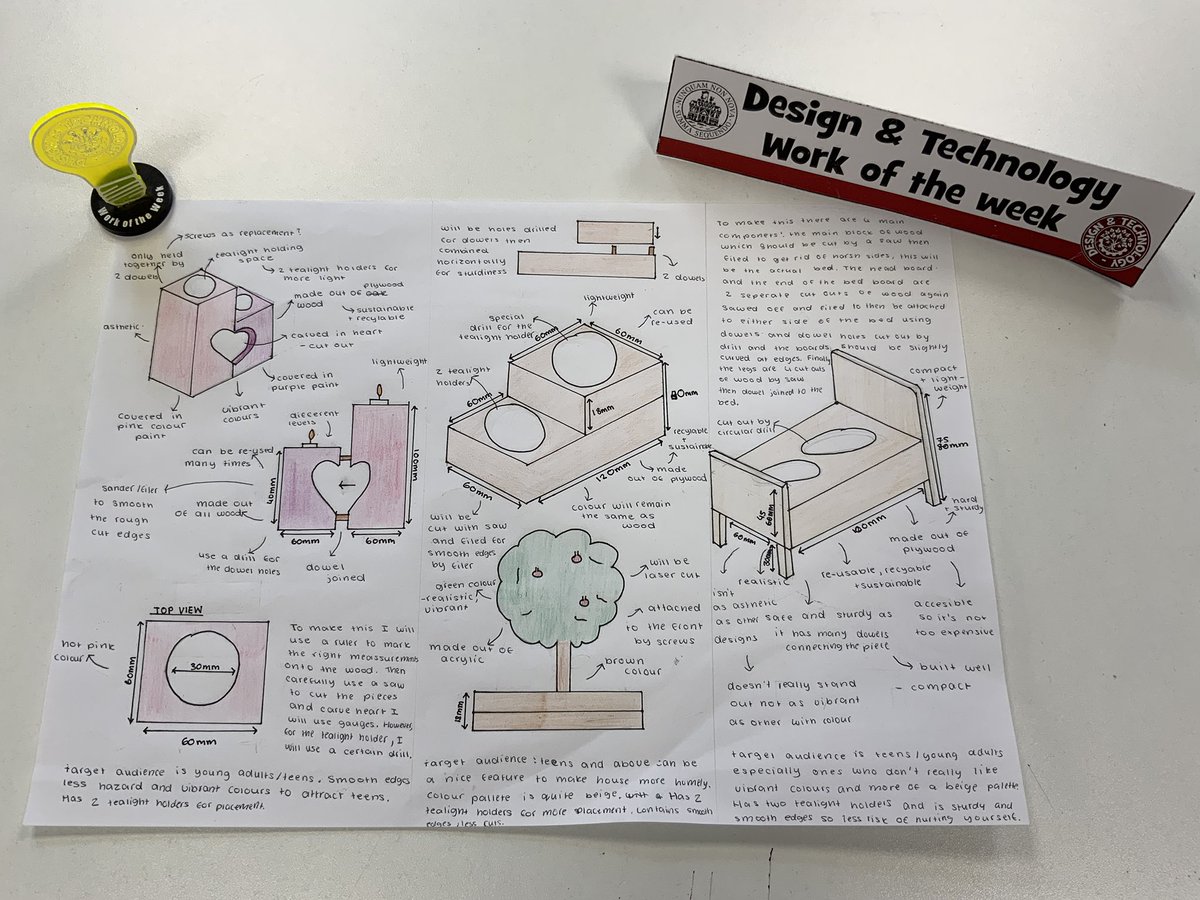 DT_NULS's tweet image. A tough week for work of the week as the standard was so high! Amna’s concepts sketch for her tea light holder design are an excellent example of effective design communication. Well done Amna! #Workoftheweek #WeareNULS