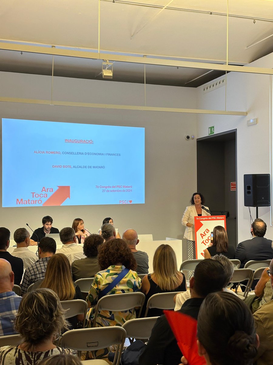 🗣️ «Estem en un bon moment econòmic, però hem d’afrontar encara les desigualtats o l’accés a l’habitatge. Espero que Mataró ens ajudi» conclou la consellera <a href="/aliciarll/">Alícia Romero 💜</a>, militant del PSC de #Mataró al seu 7è Congrés.
