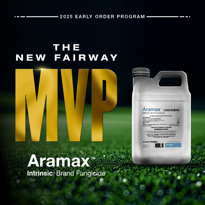 BASFTurf_us's tweet photo. Protect your fairways from 26 of the toughest turf diseases and earn serious savings when adding Aramax Intrinsic brand fungicide to your plan.