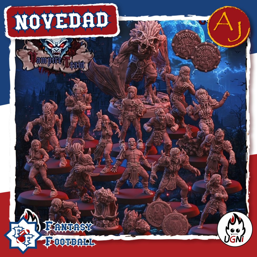 AtlanticaJuegos's tweet photo. (1/2)🧵Ya os presentamos #ugniminatures, nuestra nueva marca de impresion 3D y ahora os enseñamos los equipos que tenemos de #Fantasyfootball, perfectos para jugar a #Bloodbowl.
🏈Vampiros
🏈Fiends of Chaos
🏈Goblins
Tenéis los equipos completos
🔗https://t.co/KssS8G7mk4 https://t.co/uxQNLE1IUy