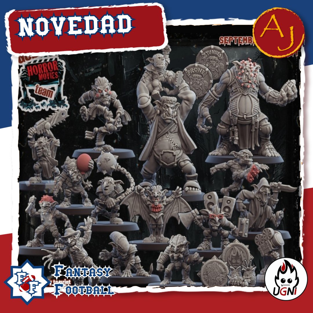 AtlanticaJuegos's tweet photo. (1/2)🧵Ya os presentamos #ugniminatures, nuestra nueva marca de impresion 3D y ahora os enseñamos los equipos que tenemos de #Fantasyfootball, perfectos para jugar a #Bloodbowl.
🏈Vampiros
🏈Fiends of Chaos
🏈Goblins
Tenéis los equipos completos
🔗https://t.co/KssS8G7mk4 https://t.co/uxQNLE1IUy