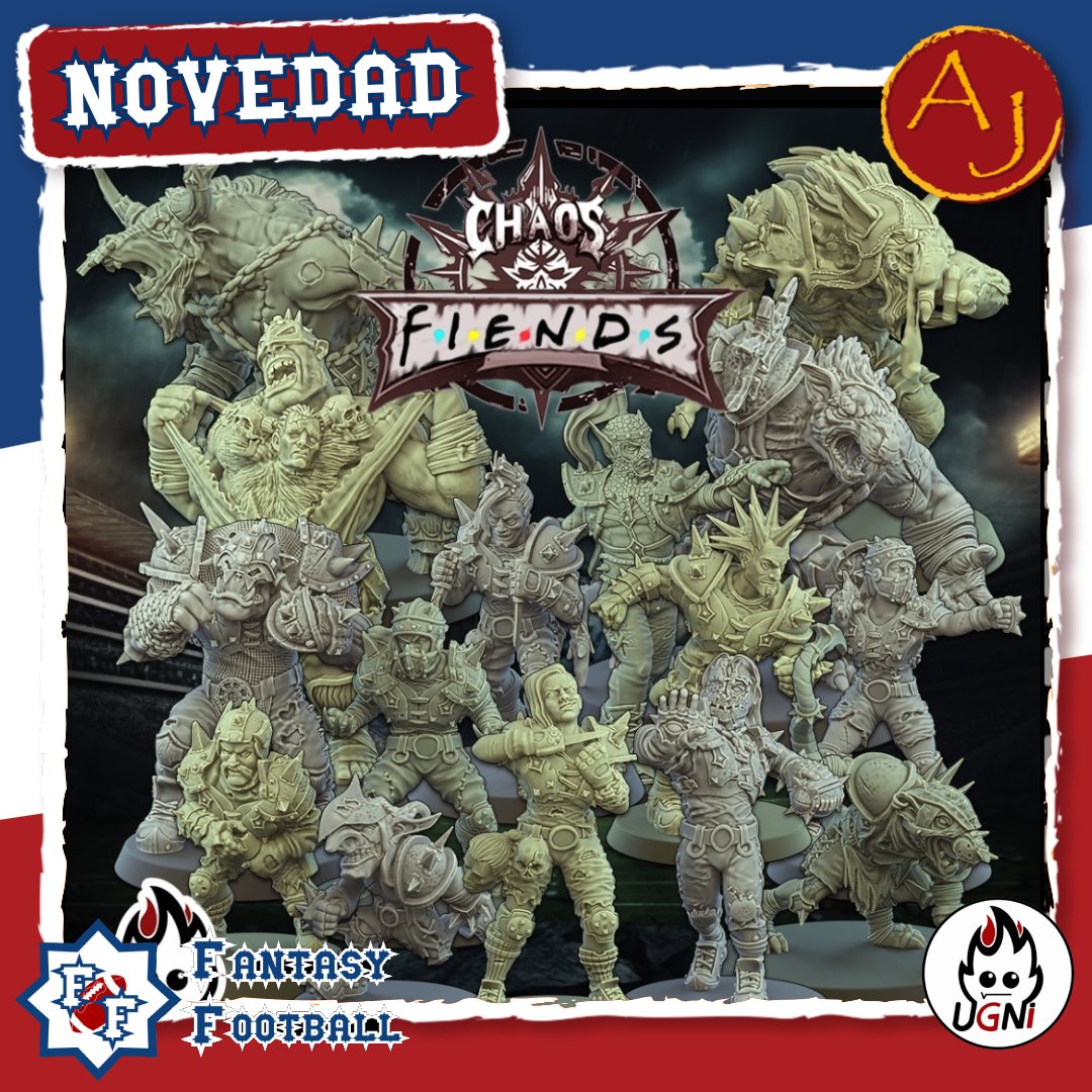AtlanticaJuegos's tweet photo. (1/2)🧵Ya os presentamos #ugniminatures, nuestra nueva marca de impresion 3D y ahora os enseñamos los equipos que tenemos de #Fantasyfootball, perfectos para jugar a #Bloodbowl.
🏈Vampiros
🏈Fiends of Chaos
🏈Goblins
Tenéis los equipos completos
🔗https://t.co/KssS8G7mk4 https://t.co/uxQNLE1IUy