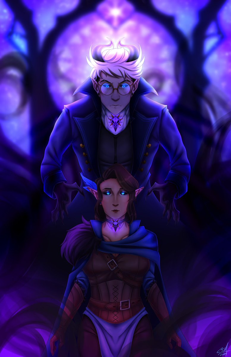 scythlyven's tweet photo. Perc’ahlia Week Day 5: Free Day

This was the perfect opportunity to play with my own personal warlock au~

#CriticalRole #criticalrolefanart #CriticalRoleArt #percahliaweek https://t.co/HhFndJjeEC