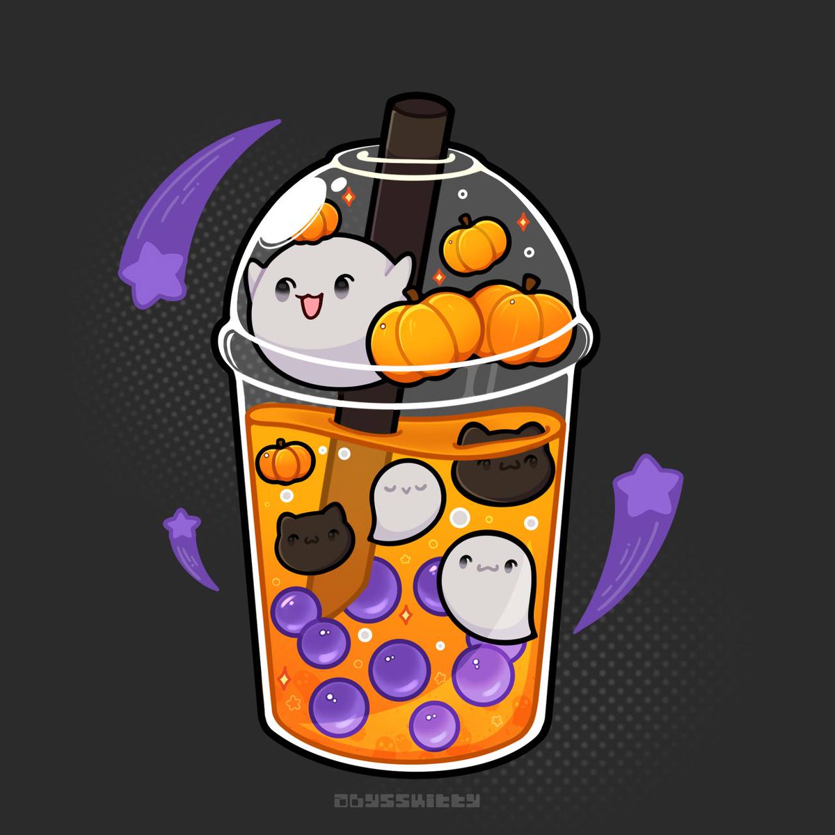 kittyoftheabyss's tweet photo. I like halloween, I like bubble tea, soooo...
#bobatea  #bubletea #art #illustration #halloween https://t.co/5i5ASkQclI