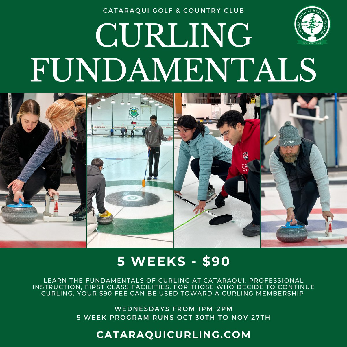 Catgandcc's tweet image. Learn the fundamentals of curling at Cataraqui.
Enjoy professional instruction and first class facilities.
🥌 5 weeks for $90 🥌

For those who decide to continue curling, your $90 fee can be used toward a curling membership.

#learntocurl #curlthecat #cataraquicurling #catgandcc