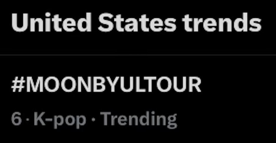 LeoPresents's tweet photo. #MOONBYULTOUR is now trending in the United States! https://t.co/EN25aDcbah