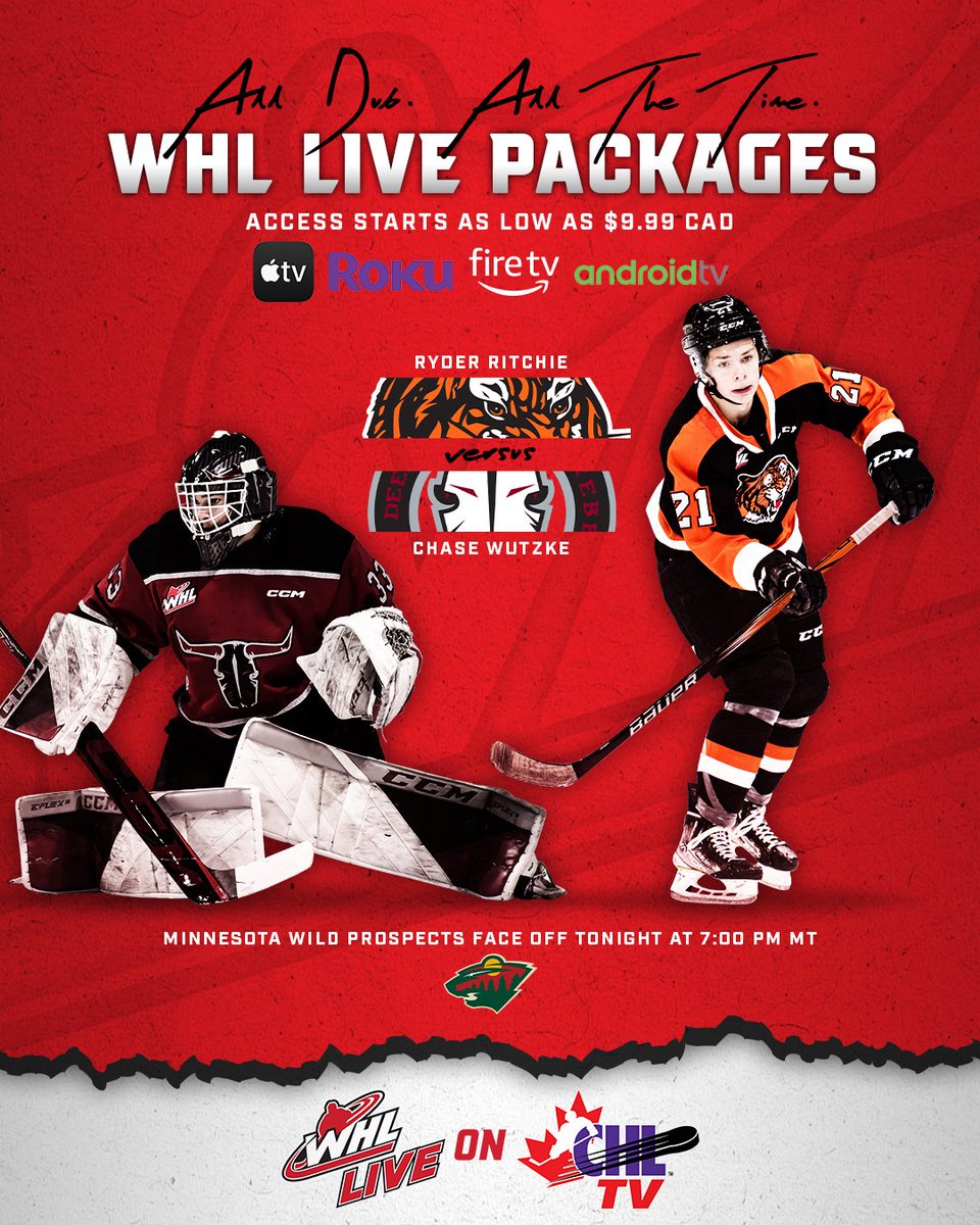 TheWHL's tweet photo. Tonight, it's a battle between Central Division opponents and @mnwild prospects!
Catch Chase Wutzke and the @Rebelshockey face-off against Ryder Ritchie and the @tigershockey on #WHLLive!
All-access, monthly, or daily subscriptions available!
📺 | https://t.co/IFmbdGKj8l https://t.co/DLvpCzATjf