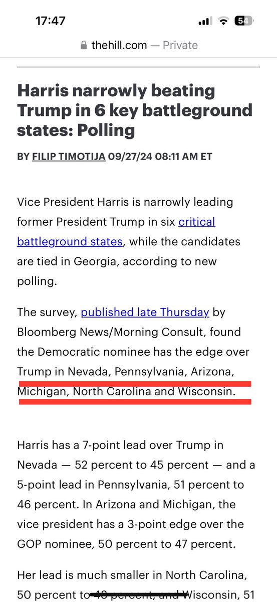 thehill.com/homenews/campa…

Harris narrowly beating Trump in 6 key battleground states: Polling