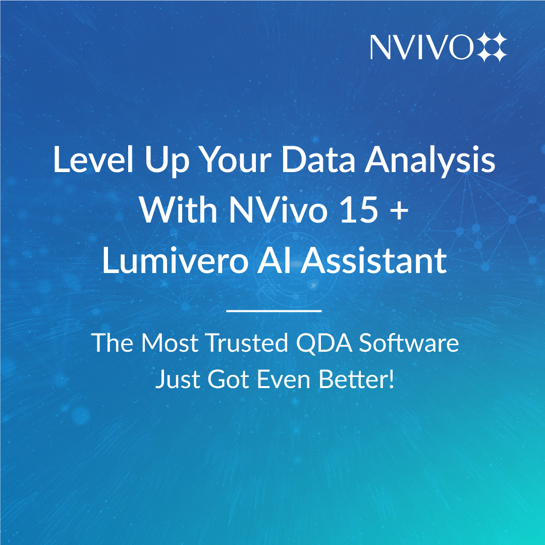 📈 More than just an update, #NVivo15 offers unparalleled capabilities and efficiencies through our groundbreaking AI assistant.

Read the blog and get the details:
lumivero.com/resources/blog…

#DataAnalysis #QualitiativeResearch #Research #DoMoreWithYourResearch #NVivo #Lumivero