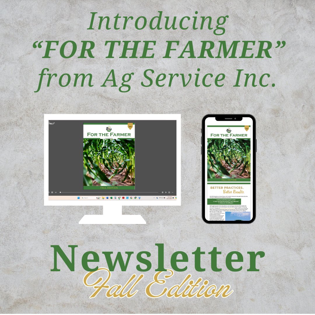 AgServiceInc2's tweet image. We are excited to announce our NEW quarterly newsletter! 

You can view the 2024 Fall Edition by clicking on the link below. Or stop by any of our 3 locations to pick up a copy! 

🔗agservinc.com/newsletter

#AgServiceInc #ForTheFarmer #FallNewsletter