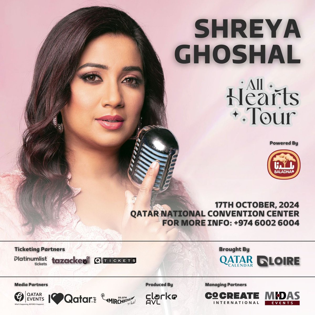 Shreya Ghoshal is coming to perform live in Qatar on October 17.

Book your tickets at Q-Tickets

Book here: bit.ly/ShreyaGhoshal2…

#ShreyaGhoshal #Shreya #LiveMusic #QTickets