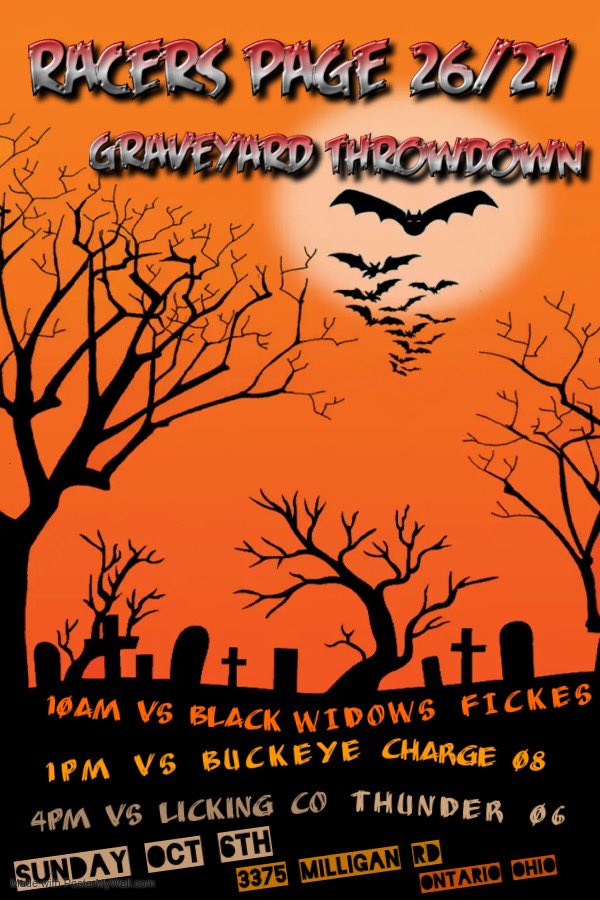 We added a 1 day tournament on the schedule for Oct 6th. The Graveyard Throw down, 3375 Milligan Rd Ontario Ohio!