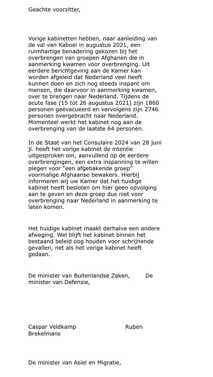 Afghaanse bewakers riskeerden hun leven voor Nederland. En elke dag in Afghanistan is hun leven nog steeds bedreigd door de Taliban. Maar het kabinet zegt nu dat we hen in de steek gaan laten. 

Dit besluit is alle schaamte voorbij. De Tweede Kamer moet hierop ingrijpen.