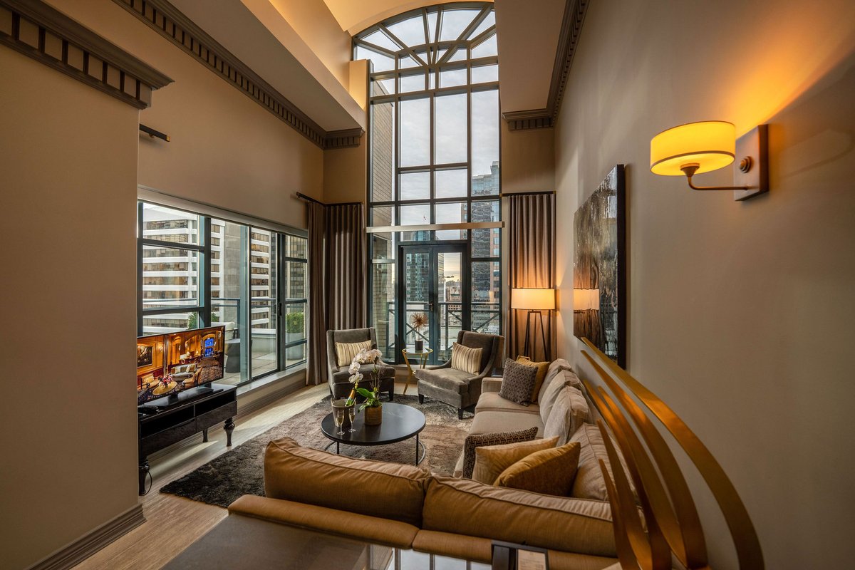 Introducing the Le Soleil Terrace Penthouse Suite 🗼 This luxurious suite offers an inviting atmosphere, showcasing the timeless charm of the property. With a spacious 800sqft layout, it also features an additional 500sqft rooftop balcony, offering sweeping views of the city.⁠