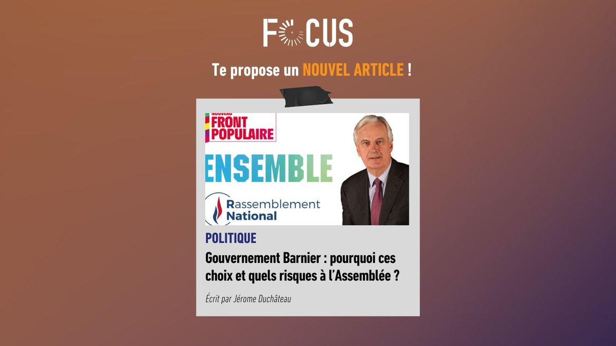 focus_lemedia's tweet photo. Les membres du gouvernement Barnier ont été annoncés samedi sous la menace d’une censure du Rassemblement Nationale et du Nouveau Front Populaire.

Jérome Duchâteau t’en parle ici : ⬇️

https://t.co/GcT0MoeBvV

#Politique #Barnier #Gouvernement #Censure #NFP #RN https://t.co/DqFz3z5nD8