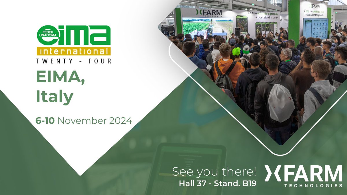 xFarm Technologies (@helloxfarm) on Twitter photo EIMA is coming and yes, we will be there!!! 🚜📱💪🏻
See you in Bologna, Hall 37 - Stand B19, this November with a lot of news 👀🆕
#xFarm #EIMA #EIMA2024 #agtech #agriculture #machinery #tractor #xFarmTechnologies <a href="/FederUnacoma/">FederUnacoma</a> EIMA is coming and yes, we will be there!!! 🚜📱💪🏻
See you in Bologna, Hall 37 - Stand B19, this November with a lot of news 👀🆕
#xFarm #EIMA #EIMA2024 #agtech #agriculture #machinery #tractor #xFarmTechnologies <a href="/FederUnacoma/">FederUnacoma</a>