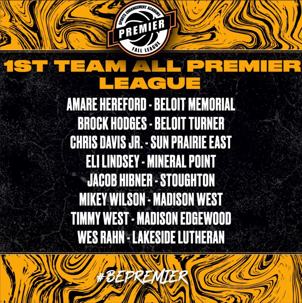 Premier Fall League (@fallpremier) on Twitter photo 🚨1ST TEAM🚨
Check out players listed as 1st Team All Premier League from Boys Session I‼️
• <a href="/amarehereford/">Amare Hereford</a>
• <a href="/Brockhodgess/">Br0ckkkk</a>
• <a href="/GBG_Chris23/">Chris Davis Jr🚶♂️🖤</a>
• <a href="/eli_lindsey/">Eli Lindsey</a>
• <a href="/Jacob_Hibner1/">Jacob Hibner</a>
• <a href="/mikey_wilson12/">Michael Wilson</a>
• <a href="/2027_t2/">timothywest</a>
• <a href="/rahn_wes/">Wes Rahn</a>
#BePremier 🚨1ST TEAM🚨
Check out players listed as 1st Team All Premier League from Boys Session I‼️
• <a href="/amarehereford/">Amare Hereford</a>
• <a href="/Brockhodgess/">Br0ckkkk</a>
• <a href="/GBG_Chris23/">Chris Davis Jr🚶♂️🖤</a>
• <a href="/eli_lindsey/">Eli Lindsey</a>
• <a href="/Jacob_Hibner1/">Jacob Hibner</a>
• <a href="/mikey_wilson12/">Michael Wilson</a>
• <a href="/2027_t2/">timothywest</a>
• <a href="/rahn_wes/">Wes Rahn</a>
#BePremier