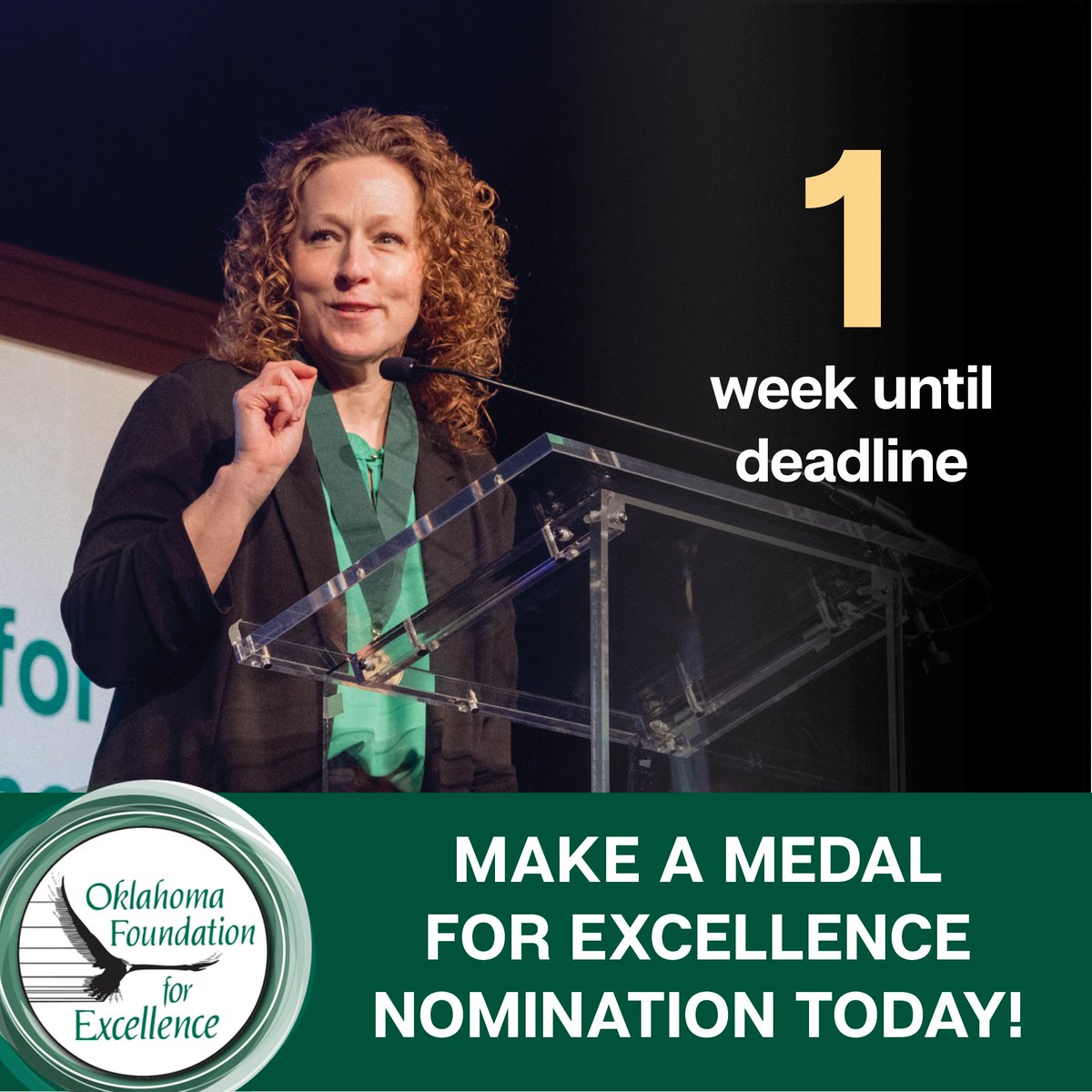 There’s just one more week to nominate an outstanding Oklahoma public school educator for the Medal for Excellence! Make a nomination today at loom.ly/qHzpXg4 #oklaed