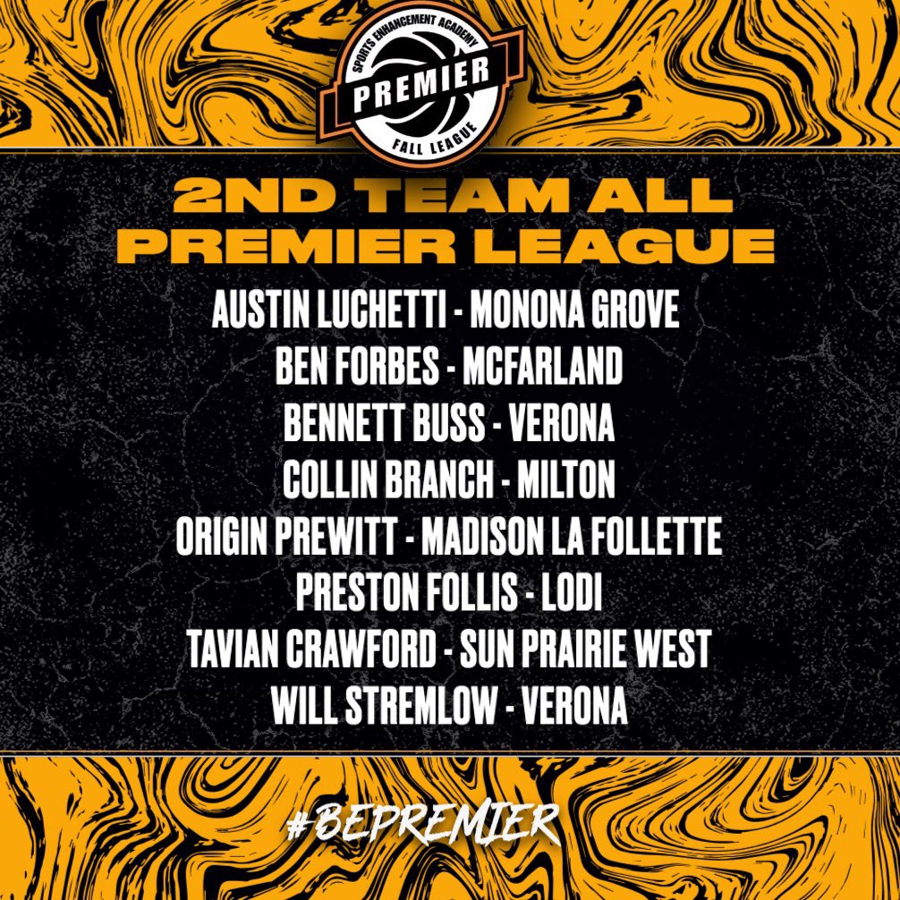 Premier Fall League (@fallpremier) on Twitter photo 🚨2ND TEAM🚨
Check out players listed as 2nd Team All Premier League from Boys Session I‼️
• <a href="/AustinLuch84876/">Austin Luchetti</a>
• <a href="/benforbes_2025/">Ben Forbes 🏀</a>
• <a href="/BussBennett/">bennett buss</a>
• <a href="/Collin_Branch0/">CollinBranch</a>
• <a href="/OjoPrewitt/">Origin Prewitt</a>
• <a href="/prestonfollis14/">Preston Follis</a>
• <a href="/TavianCraw23/">Tavian Crawford</a>
• <a href="/willstremlow/">Will Stremlow</a>
#BePremier 🚨2ND TEAM🚨
Check out players listed as 2nd Team All Premier League from Boys Session I‼️
• <a href="/AustinLuch84876/">Austin Luchetti</a>
• <a href="/benforbes_2025/">Ben Forbes 🏀</a>
• <a href="/BussBennett/">bennett buss</a>
• <a href="/Collin_Branch0/">CollinBranch</a>
• <a href="/OjoPrewitt/">Origin Prewitt</a>
• <a href="/prestonfollis14/">Preston Follis</a>
• <a href="/TavianCraw23/">Tavian Crawford</a>
• <a href="/willstremlow/">Will Stremlow</a>
#BePremier