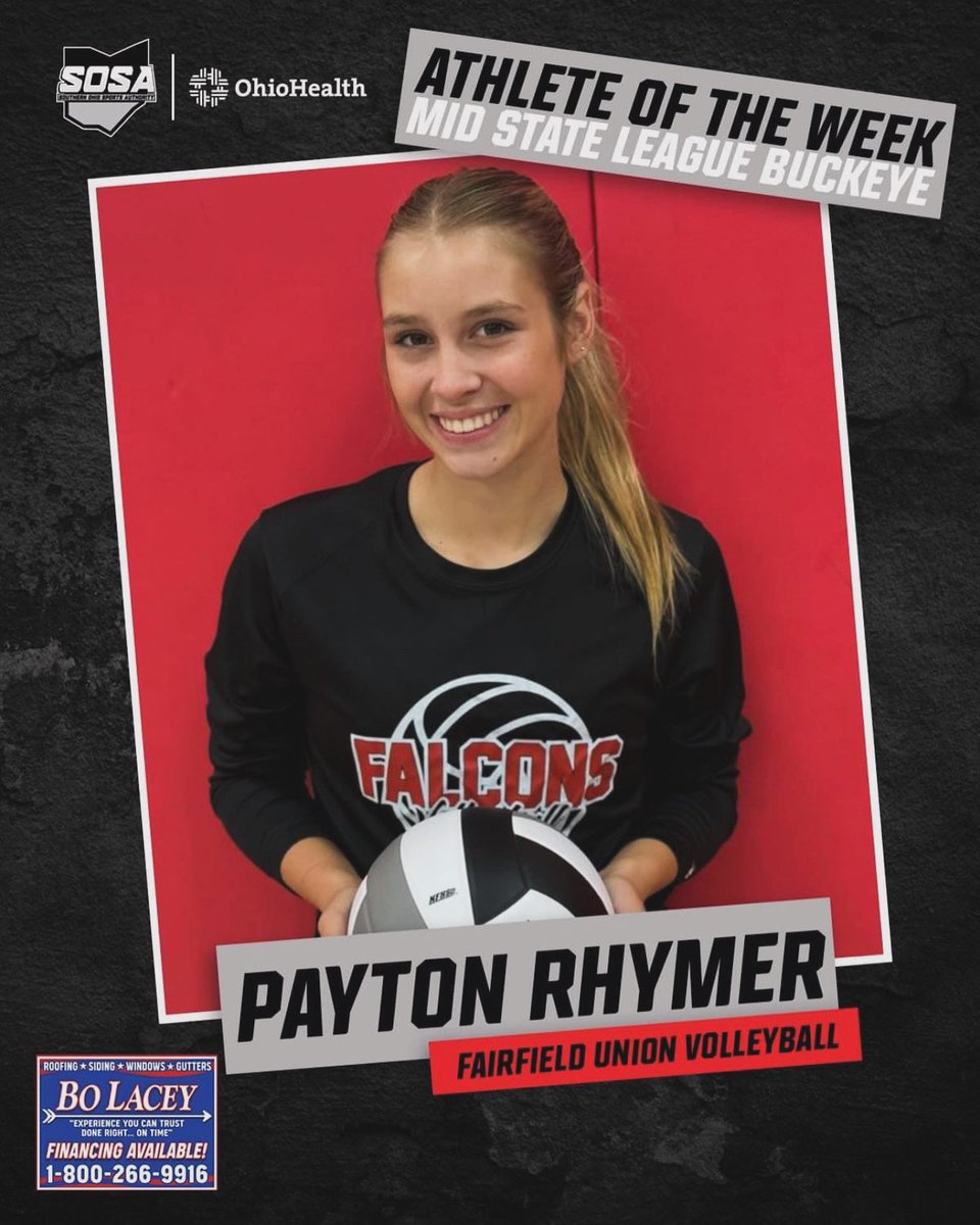 Fairfield Union Volleyball (@volleyballfuhs) on Twitter photo Congrats to our own Payton Rhymer on being named the SOSA-MSL Athlete of the week! We are proud of you. And thank you <a href="/SOSAOhio/">Southern Ohio Sports Authority</a>! ❤️🏐🖤 Congrats to our own Payton Rhymer on being named the SOSA-MSL Athlete of the week! We are proud of you. And thank you <a href="/SOSAOhio/">Southern Ohio Sports Authority</a>! ❤️🏐🖤