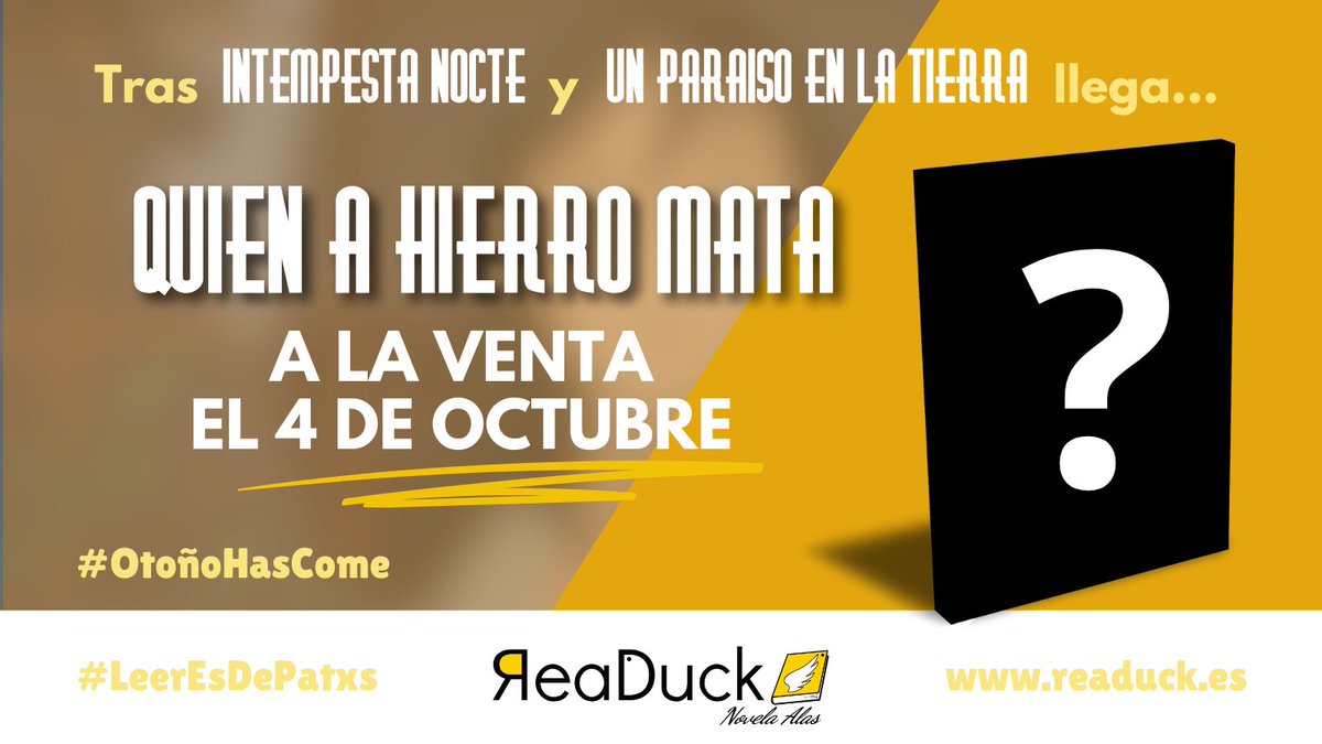 readuck's tweet image. Hola, ducks 🦆

La semana que viene tenemos nuevo título en la familia #QuienAHierroMata 📖de Irene García Cabello

Un nuevo caso de la detective Veronica Glasgow que viene genial para este #OtoñoHasCome 🍂

Estad atentos 👀

#QuéLeer #Novela #Libros #Misterio #Noir #Sobrenatural