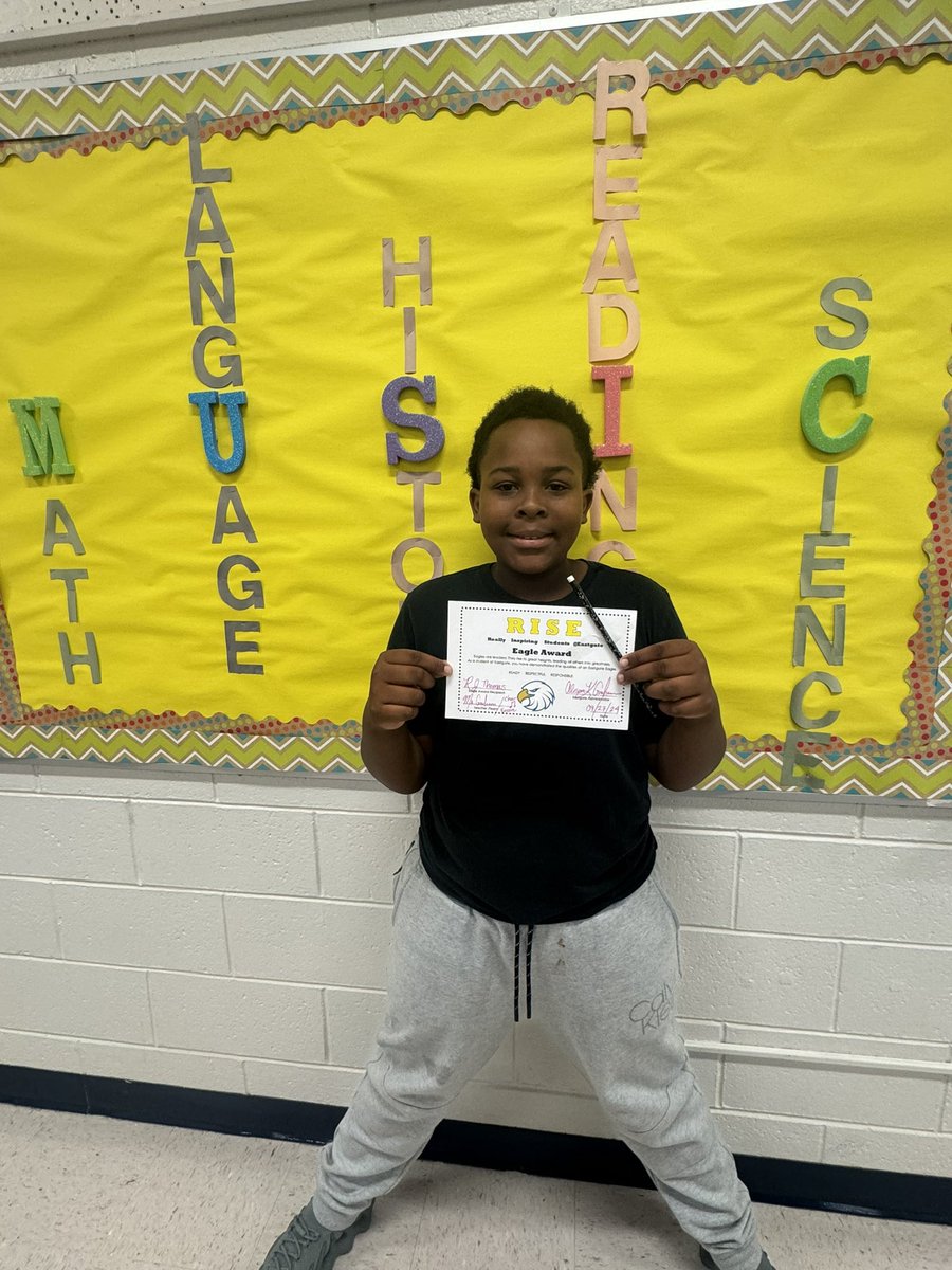 R.J. Is such a great example of respect, responsibility, and being ready to learn! Thanks for being amazing R.J. 🎶#eaglesrise <a href="/Eastgate6NKC/">Eastgate6thGradeCenter</a>