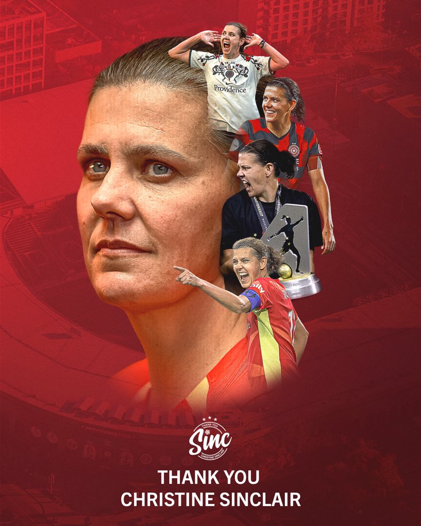 Your impact will last a lifetime. Thank you for everything, Sinc. ♥️
 
Club legend, Christine Sinclair, has announced her retirement from professional football. 

More here: thorns.com/thank-you-sinc

#ThankYouSinc