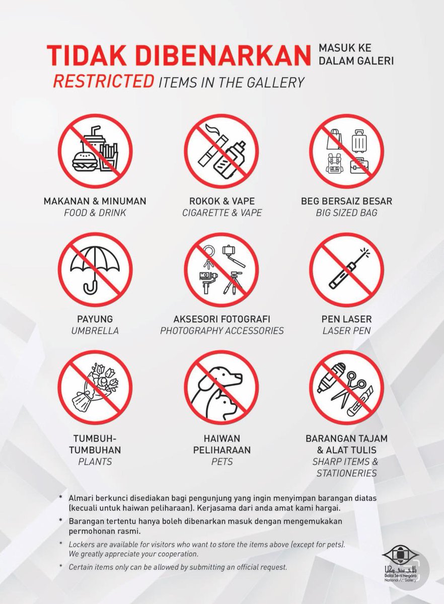 PEMATUHAN ETIKA GALERI.

Tahukah anda? Balai Seni Negara semakin mendapat tempat dihati pengunjung. Kunjungan pelawat tempatan dan antarabangsa begitu menggalakkan saban hari.