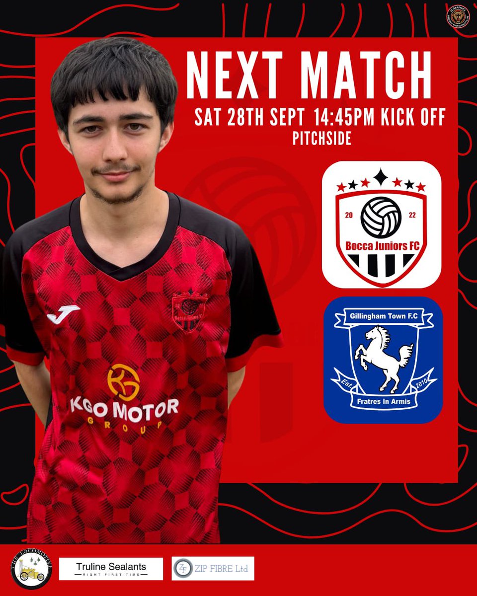 Next Up For Bocca:

We Return Back To The Cage Tomorrow, As We Host <a href="/ClubGillingham/">Gillingham Town FC</a> 

Saturday’s Fixture Will Be A 14:45 Kick Off.

All Support Is Welcome🤝

#UpTheBocca❤️🖤