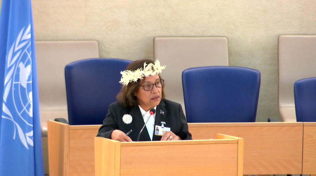 RMI President, Dr. Hilda C. Heine, addressed #HRC57: "I have come to Geneva to elevate awareness [...] on the profound challenges my people have endured [...] because of nuclear weapons testing, along with our [...] call for action from a World grappling with the climate crisis"