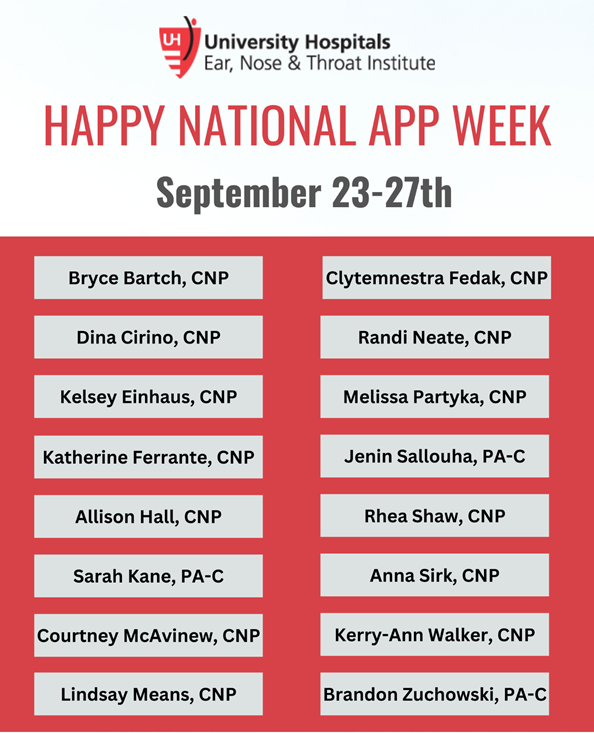 UHcleENT's tweet photo. A huge thank you to all our Advanced Practice Providers who deliver exceptional care every day. Your dedication, expertise, and compassion make a world of difference in patient lives. We appreciate you! ๐
#AdvancedPracticeProvider #HealthcareHeroes #APPWeek2024 https://t.co/iqVSGMxRj5