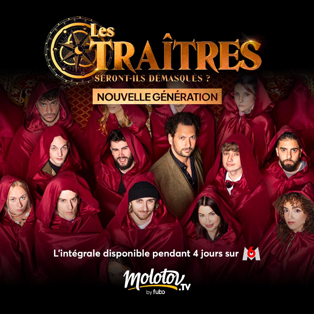 MolotovTV's tweet photo. Selon vous, lequel des ces 6 finalistes remportera la finale ? #StudioDanielle, #ArthurLombard, #HugoManos, #LaurentRuquier, #Gwendal ou #BrunoSolo ? Rdv ce soir à 21h10 sur @M6 pour le découvrir ! 🤫
Psssst… “Les traîtres : nouvelle génération”, c’est disponible à la demande et en intégralité à partir de 21h sur @M6 avec @MolotovTV 👀 #Lestraitres #Lestraitresnouvellegeneration