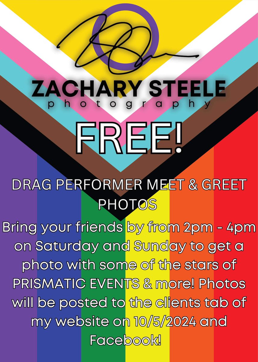 Aiden_Control's tweet image. Are you going to Tower Grove Pride this weekend? 🏳️‍🌈🏳️‍⚧️
If so, catch me Sunday afternoon at the Zachary Steele Photography booth with some of my Prismatic Events fam for free Meet &amp;amp; Greet photos by Zachary Steele himself!!