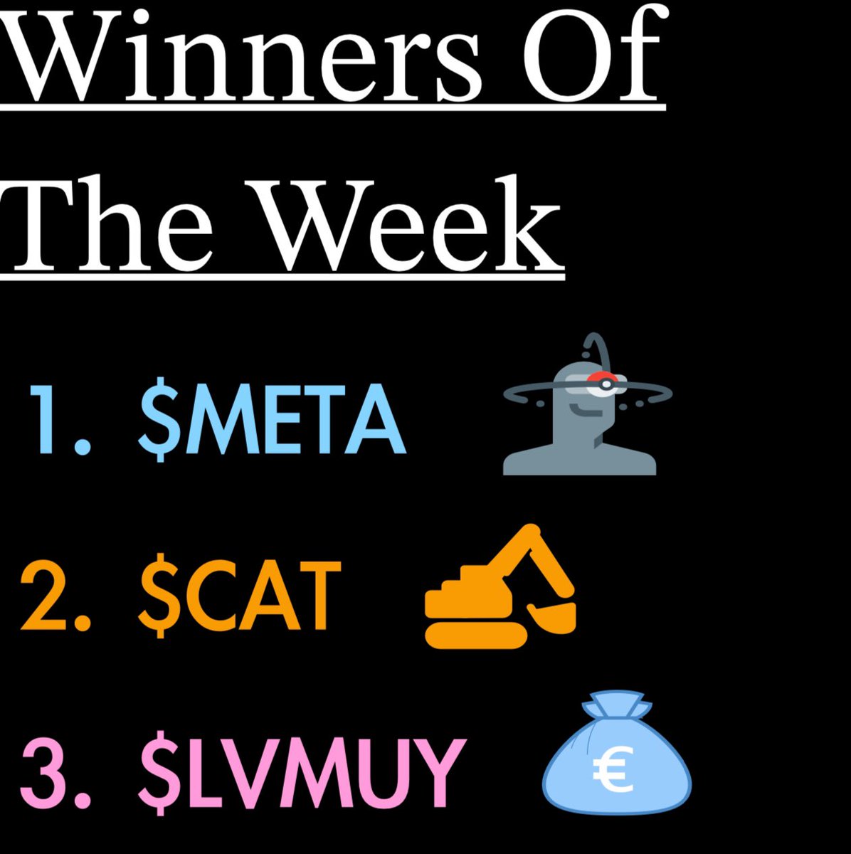 thestylerscott's tweet photo. 1. $META, After a great show by Zuck, we can see that Meta is in the consumer game for AI and may even be competing with $AAPL. 
2. $CAT, great fundamentals and construction/infrastructure will always be needed. Up nearly 7% this week. 
3. $LVMUY, up 18% this week. https://t.co/cAA7tPzH21