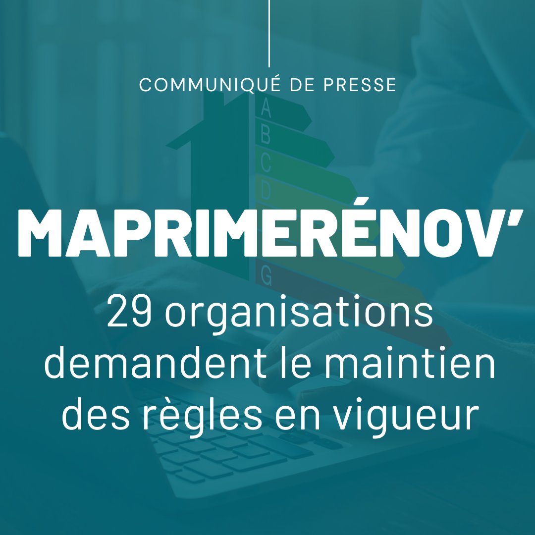 🚨 [COMMUNIQUÉ] MaPrimeRénov’ : 29 organisations demandent le maintien des règles en vigueur.

La FFB et 28 acteurs de la #construction, de la #rénovation et de l’#immobilier demandent la prolongation des ajustements qui s’appliquent à #MaPrimeRénov’ depuis le 15 mai dernier