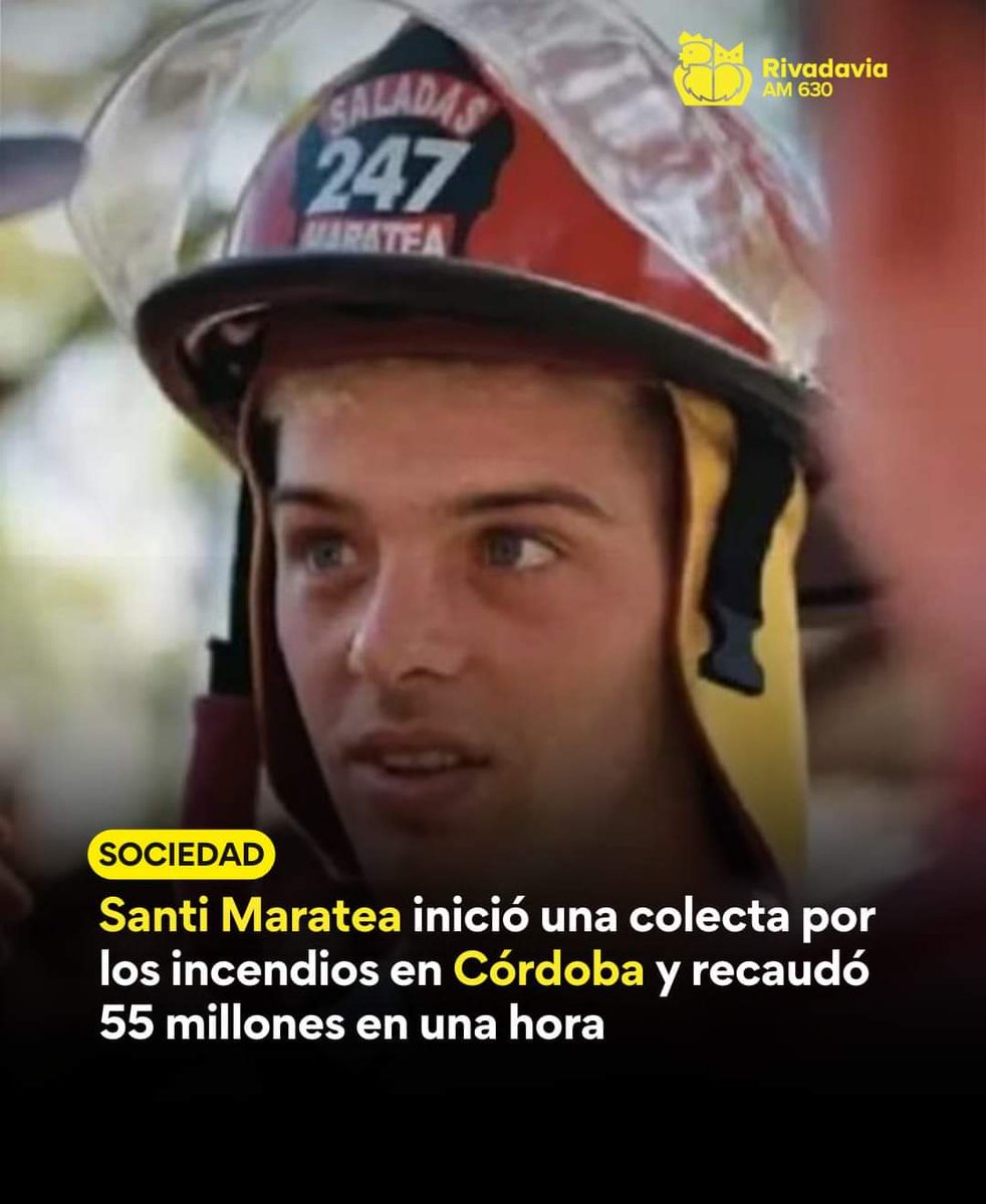 SANTI MARATEA EMPEZO UN PEDIDO DE DINERO PARA AYUDUDAR A CORDOBA POR INCENDIOS...

EN LA PRIMERA HORA RECAUDO 55 MILLONES DE PESOS..
bravo MARATEA SOS 
UN GENIO...