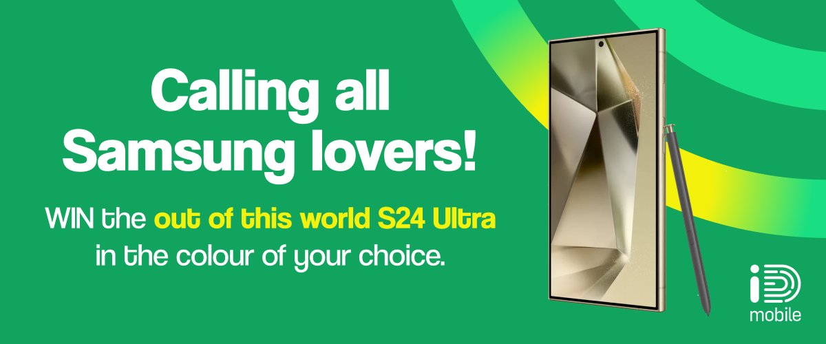 Happy Fri-Yay! Fancy bagging yourself the incredible Samsung S24 Ultra?
To enter:
1. Comment with your preferred colour (Titanium Black, Grey, Violet, Yellow).
2. Follow us
3. Tag a friend!
Entries close October 15, 2024. Good luck!
T&amp;Cs: community.idmobile.co.uk/a-159/h-70798