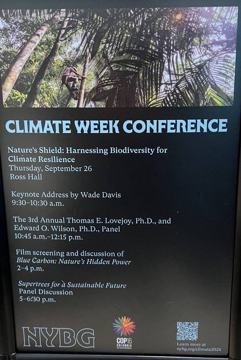 RPAbiodiversity's tweet photo. Inspiring session at @NYBG for #ClimateWeekNYC ! @CristianSamper emphasized having right information available to right people at right time. Proud to do that via #WallaceEcoMod in collaborations among @CBC_AMNH @inst_humboldt @CUNY & so many more! @marye_blair @COP16Oficial https://t.co/li6Y5Afi9j