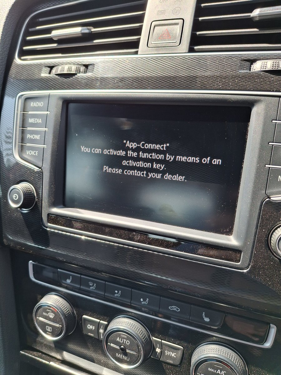 Lwanda_'s tweet photo. When I got the GTI, I was met by the screen in F1. Went to VW in Hatfield to enquire and they told me it will cost minimum R5500 for the activation key 💀.

A couple of hours of research through forums and Reddit, I found a way and did it myself. I now have Android Auto 😂. https://t.co/flANhEW8RL