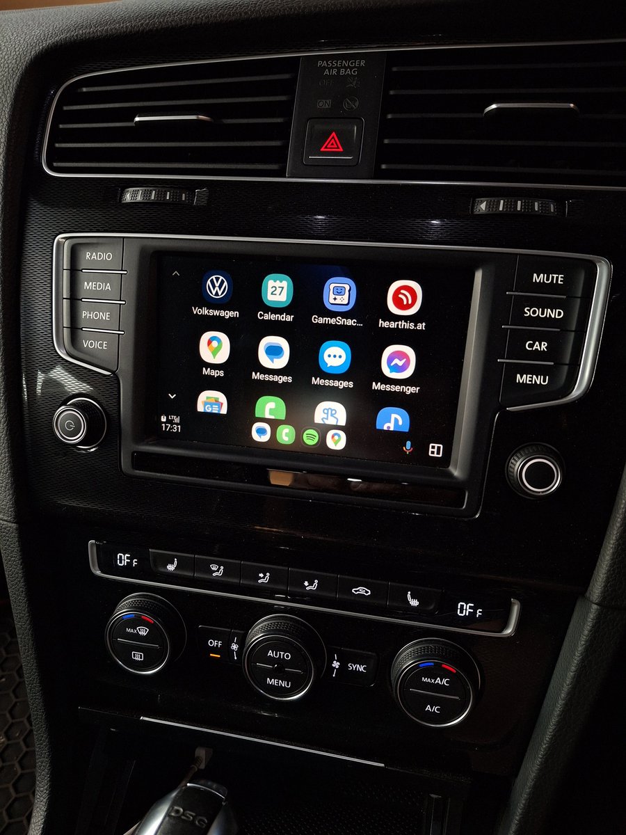 Lwanda_'s tweet photo. When I got the GTI, I was met by the screen in F1. Went to VW in Hatfield to enquire and they told me it will cost minimum R5500 for the activation key 💀.

A couple of hours of research through forums and Reddit, I found a way and did it myself. I now have Android Auto 😂. https://t.co/flANhEW8RL