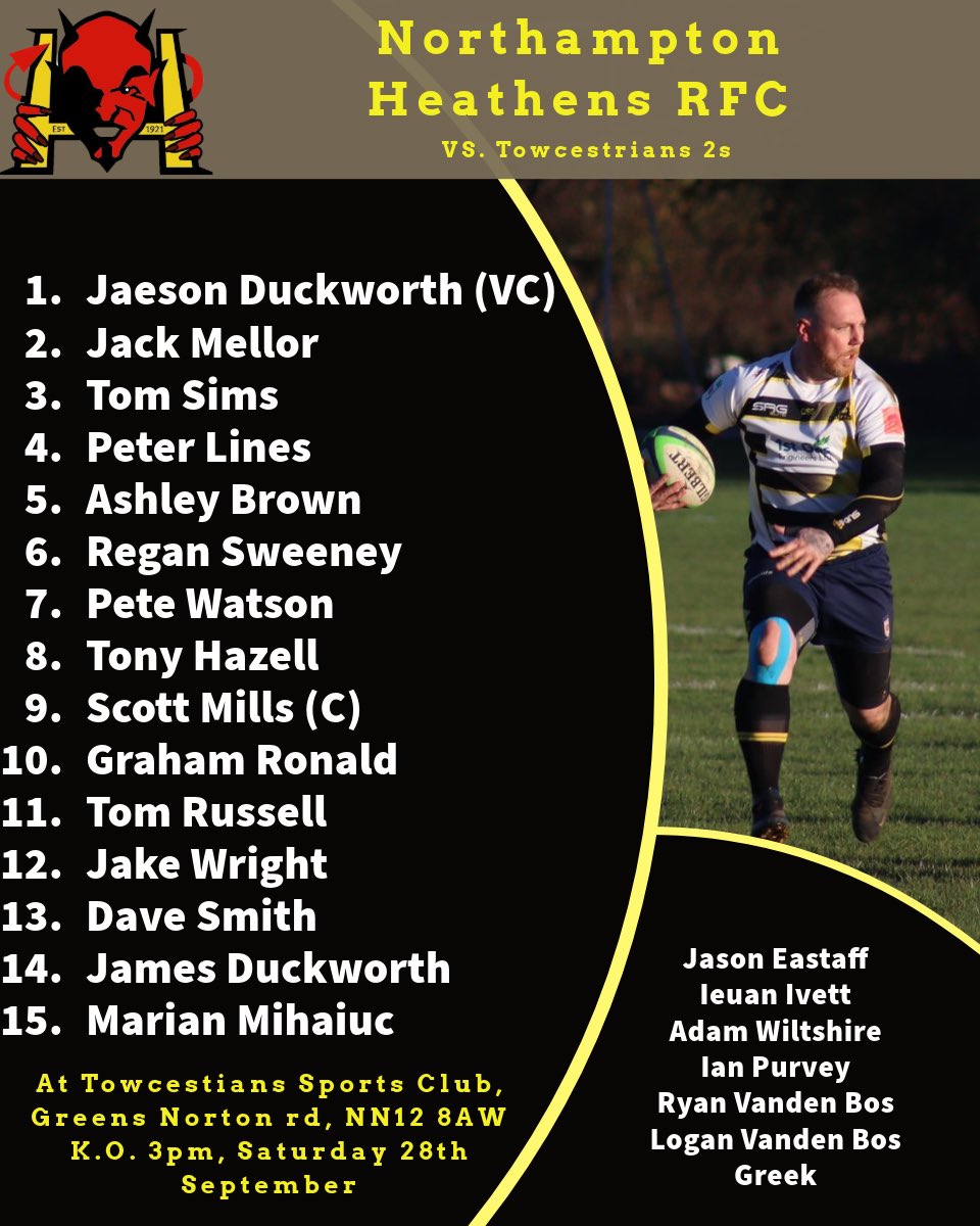 Heathens_RFC's tweet photo. Team sheet for our second league game of the season!
Let’s go! https://t.co/BhxTPv2v9b