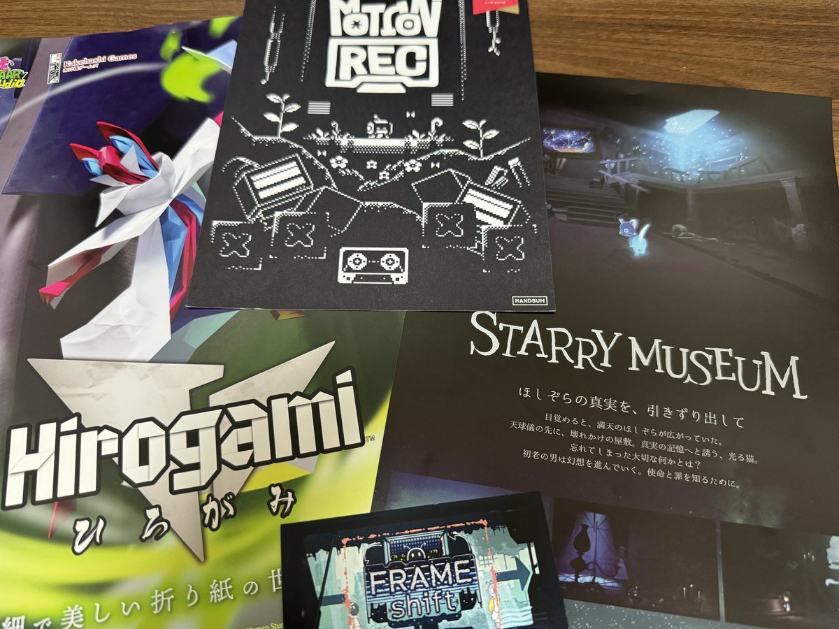 yuji_ap's tweet image. 試遊できなかったけど気になったものたちpart2
#FRAMESHIFT #Hirogami #StarryMuseum 

#MotionRec はリリースされたら遊ぶだろうから今回は意図的にスルー