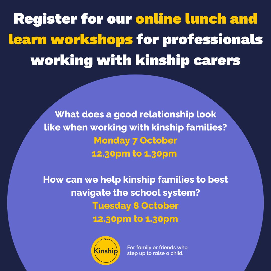 During #KinshipCareWeek Kinship will be offering free online lunch &amp; learn workshops for local authorities to learn about best-practice support for #KinshipFamilies.

Register for our workshops now: loom.ly/zEkE81U✅
Learn more about what to expect when you come along 👇