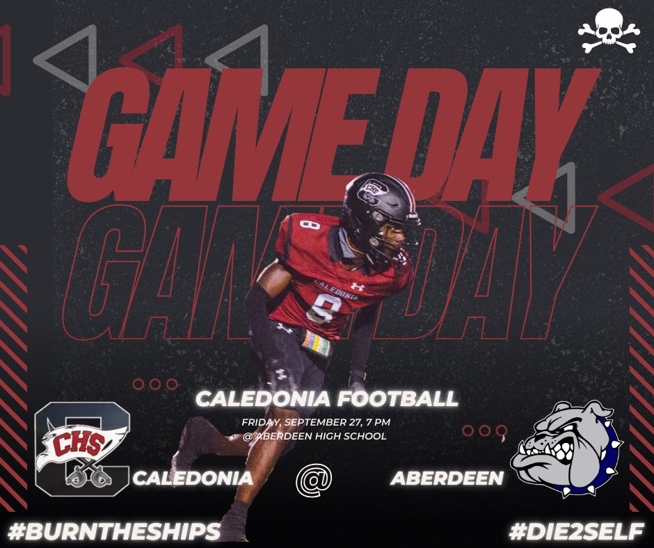 CalHSFootball's tweet image. Get Ready! It’s GAMEDAY!! 

🆚 Aberdeen
📍Aberdeen HS 
🕖 7pm 
🌧️ 66° @ Kickoff
📡 @CaledoniaSRN on X 
🎟️ $9

#BURNTHESHIPS #DIE2SELF